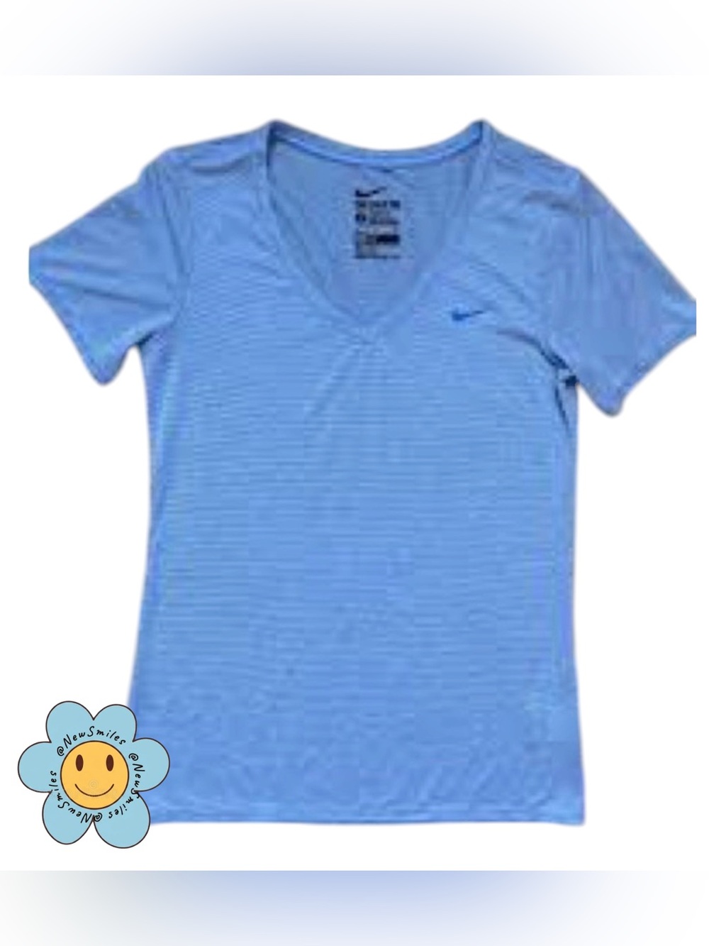 Womens ~ Nike Tee ~ Sz S ~ Blue Striped Dri-fit V-Neck ~ Shirt ~ Soft& Cool Feel